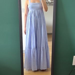H&M Sleeveless Blue/Pink dotted Maxi Dress